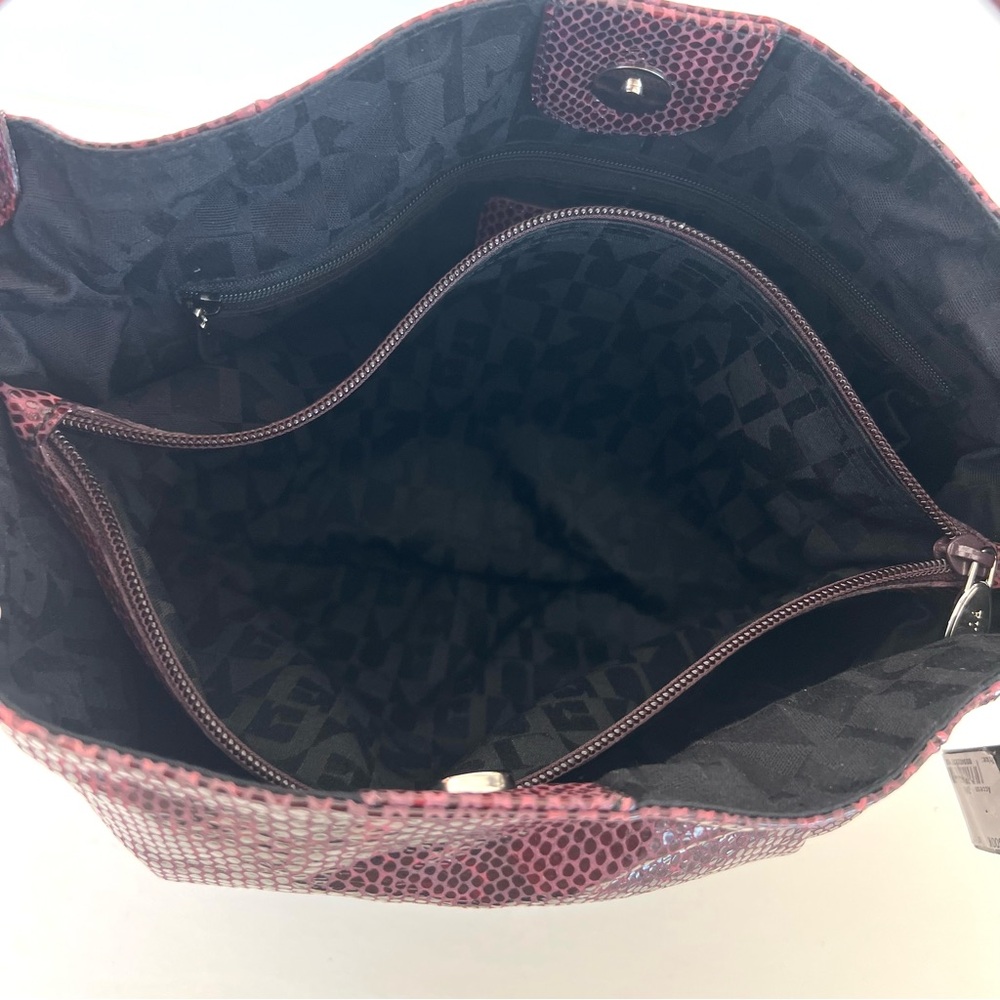 FURLA NEW Burgundy Snake Python Embossed Leather Single Handle Hobo Shoulder Bag - Picture 15 of 16